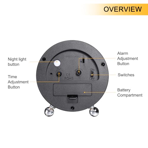 Reloj despertador de cuarzo analógico para dormitorios modernos con formato horario seleccionable 4