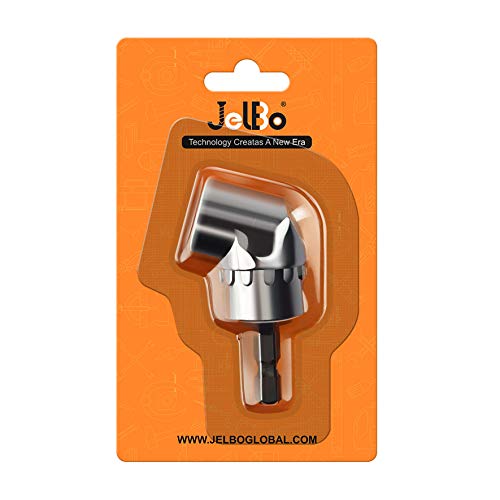 105° Right Angle Drill Adapter - JelBo 1/4' Hex Shank Right Angle Drills Attachment, Power Tools Accessories for Screwdriver Bits, Drive Socket Adapter by Electric Drill(Silver)