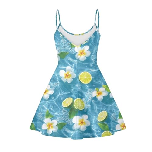 Image of Women's Spaghetti Strap Dress Summer Casual Swing Sundress Girls Beachwear Swing Mini Dress