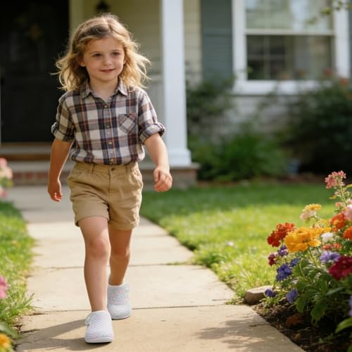 Image of FEETCITY Toddler Walking Shoes Slip On Toddler Shoes Boys Girls Kids Sports Sneakers Casual School Shoes Barefoot Shoes