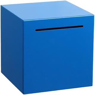 Piggy Bank for Adults, Stainless Steel Save Box, Can Only Save The Money Box That Cannot be Taken Out (Royal Blue, 4.7 * 4.4 * 4.7(inch))