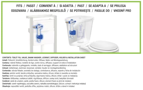 SCHWAB Fluidmaster Füllventil 747, Messingschaft G 3/8 x 35 mm, geeignet für Unterputz-, Aufputz-, Keramikspülkästen (SKU-747E-036-P20)