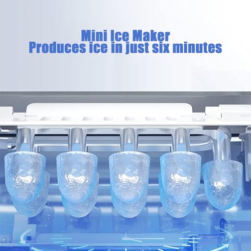 Portable Countertop Ice Maker - 9 Ice Cubes in 6 Minutes, Self-Cleaning, Compact Design with Basket, Perfect for Home, Kitchen, Office, Bar - Black, No Handle