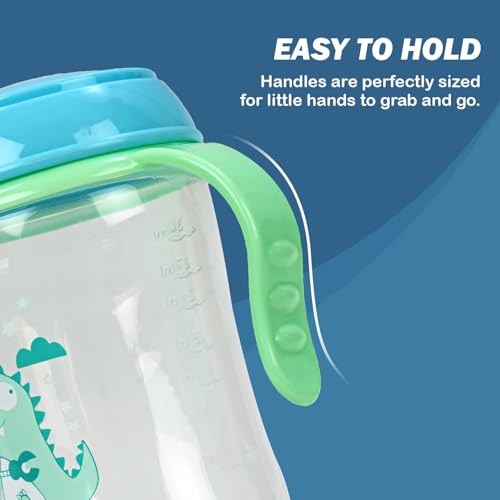 Image of BAYBEE 300ML Baby Sipper Cup for Kids -BPA-Free, Leakproof, Spill-Proof Feeding Bottle with Soft Silicone Handle|Toddler Sippy Cup, Training Bottle for Babies, Infants, Boys & Girls (Green,6M-3Y)