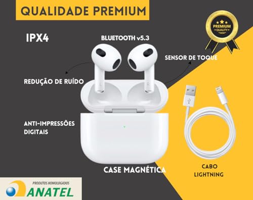 Fone De Ouvido Sem Fio Bluetooth 5.3 Compatível iPhone Android Linha Premium AGOLD FN-BT10