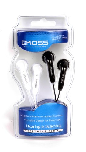 Image of Koss KE7 Earbuds Stereophone Combo Pack,Black and white