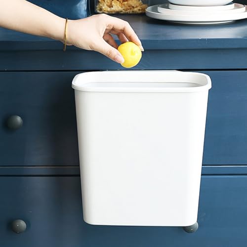 Caneca de basura colgante para puerta de gabinete, 26.2x11x28.2cm Blanco de plástico miniatura 6