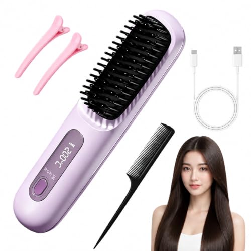 Brosse Lissante Sans Fil Brosse Chauffante Cheveux Court