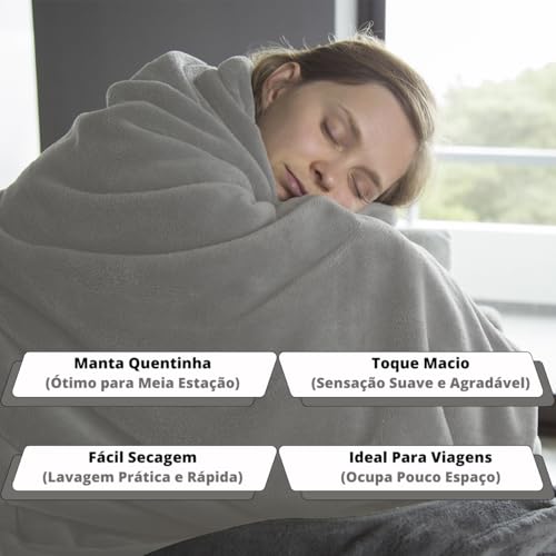 Manta Casal em Microfibra, 200 x 180 cm, Cobertor Macio e Quentinho para Cama e Sofá (Chumbo)