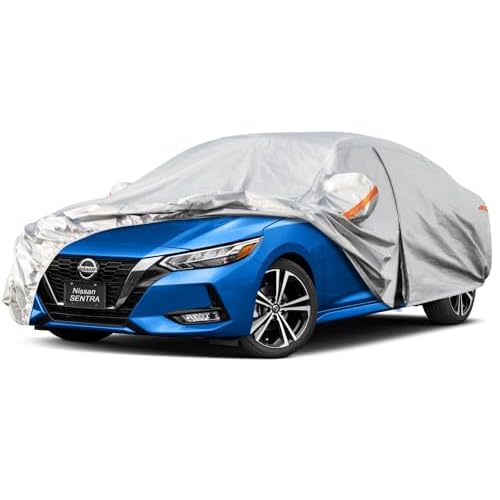 Kayme 6 Layers Car Cover Custom Fit for Nissan Sentra (2000-2025) Waterproof All Weather for Automobiles, Outdoor Full Cover Rain Sun UV Protection.Si