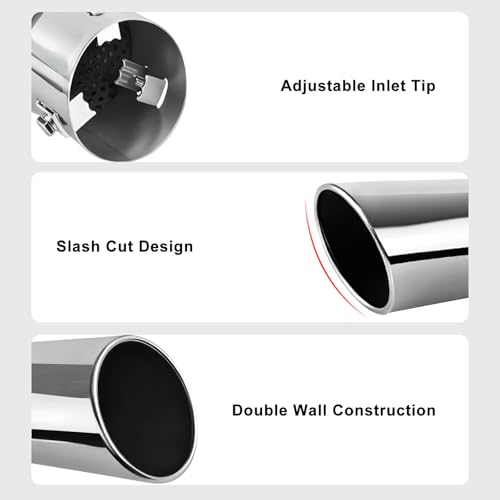 Image of MuHize Adjustable Diesel Exhaust Tip 1.5 inch-2.5 inch Inlet, 4 inch Outlet 9 inch Length