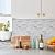 STICKGOO Peel and Stick Backsplash, PVC Wall Tiles Stick on Backsplash for Kitchen(10 Sheets, White Marble with Metal Silver)