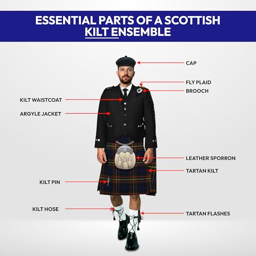 Image of 8 Yard Mens Kilt - Authentic Tartan Kilt for Men Highland Outfit for Weddings & Traditional Scottish Wear