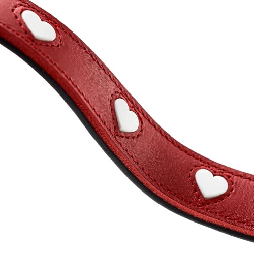 Hunter Verstellbare Hundeführleine Love, Farbe: rot/schwarz, weiches Rindnappaleder, 3-fache Verstellmöglichkeit, eingenähte Herzen, hochwertig verarbeitet, Made in Germany, Größe 13/200