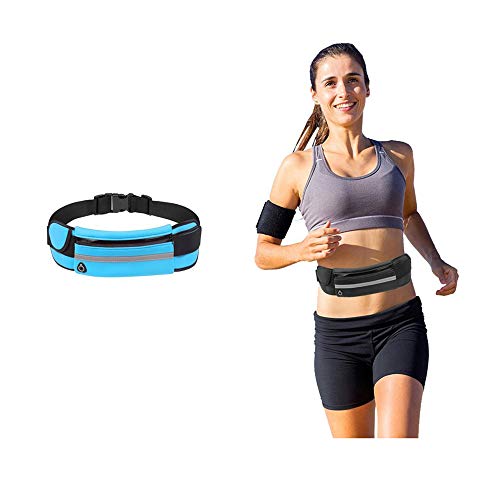 Gear Running Belt with Extender, Bounce Free Pouch Bag, Fanny Pack Workout Belt Sports Waist Pack Belt Pouch for Apple iPhone XR XS 8 X 7+ Samsung Note Galaxy in Running Walking Cycling (Blue)