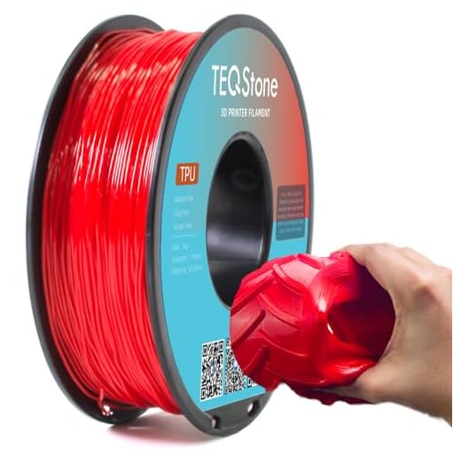 TEQStone TPU Filament 1.75mm New Red 1Kg Spool 95A Flexible Soft 3D Printer Filament Consistent Diameter +/-0.03mm in Vacuum Package