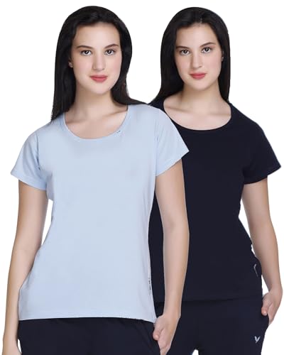 Image of GODFREY Women Round Neck Half Sleeve Cotton T Shirts