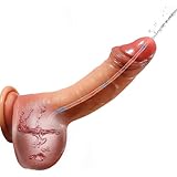 Cafurey Realistischer Spritz Dildo Sperma Spritzfunktion Penis mit starkem Saugnapf für Gay Sexspielzeug mit Realistischen Venen & Hoden (M)