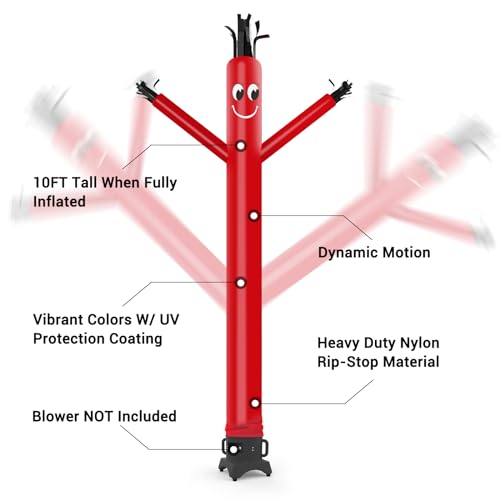 Image of MOUNTO 10ft Inflatable Dancers Tube Man Attachment - 10 Feet 12inch Tall Wacky Waving Inflatable Dancing Tube Guy, High Durability Rip-Stop Nylon (Blower Not Included) (Red)
