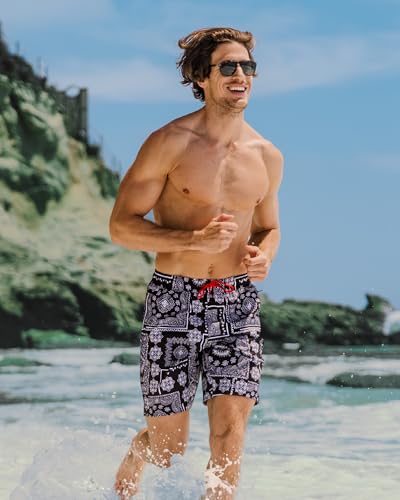 maamgic Mens Swim Trunks with Compression Liner 9 Inch Recycled Stretch Bathing Suit with Zipper Pockets Quick Dry Swim Short2