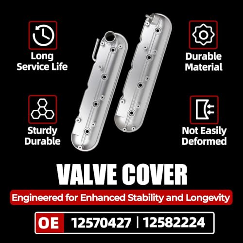 MITZONE Valve Cover Set Compatible with Chevy Silverado Sierra Express Savana Avalanche Suburban Trailblazer Tahoe Yukon Escalade 4.8 5.3 6.0L Camaro Corvette CTS-V Firebird GTO 5.7 6.0L 6.2L V8 by MITZONE - Used condition - Image 7