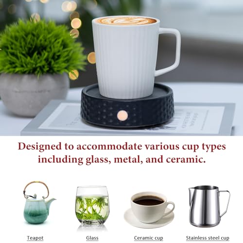 Image of Electric Large Candle Warmer Plate - Ceramic Candle Wax Warmers for Jar Candles, Coffee Mug Warmer, Cup Warmers for Home Office, Aromatherapy Fragrance and Heating Beverage (Black Honeycomb)