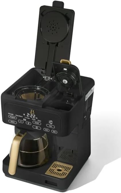 Beauti Multi Brew 12 Cup Programmable Drip & Single Serve Coffee Maker, Versatile Brewing (6oz, 8oz, 10oz, 12oz, 14oz), Pods or Ground, Over Ice option, Keep Warm mode (Black) ( little damage)