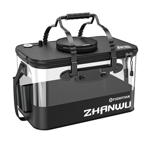 Fishing Bucket Foldable, Live Bait Bucket 6GAL with Breathable Skylight & Aeration Hole,...