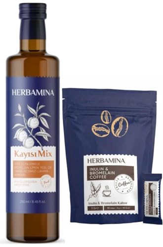 Herbamina Set Inulin & Bromelain Instant Kaffee 90 g + Aprikose Mix Essig 250 ml