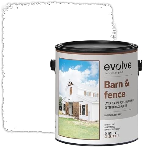 EVOLVE Barn & Fence: Swift Shield High Durability and Scratch-Resistant Paint for Storage Sheds, Outbuildings, and Fences (1 Gallon, White)