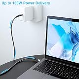 Kabel Fasgear USB C do USB C, kabel ładujący 100W z nylonowym oplotem typu C Powerline kompatybilny z 2018 Mac-Book Air, 2018 i-Pad Pro, 2018 Mac-Book Pro, Galaxy Note 10 S10, Switch (1m, Czarny)