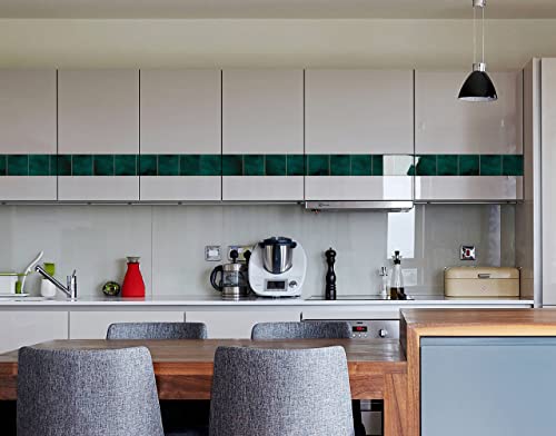 WallDesign Bottle Green Tile Sticker - 25 Self-Adhesive Tiles for Decoration of Kitchen, Bathroom, Furniture, Door, Floor - 4.8 in X 10 Ft Durable Vinyl Film