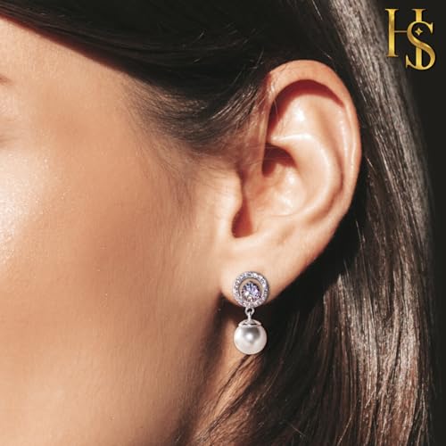 HIGHSPARK 925 Silver Solitaire Pearl Earrings | 92.5 Sterling Silver & Brilliant Lustre Pearls | Lovely Gift for Women & Girls - Image 4