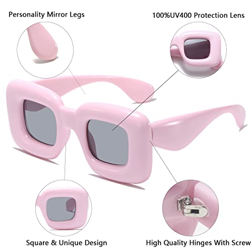 Bold Cute Square Inflated Sunglasses for Women MenTrendy Fun Funky Lip Shape Glasses UV4002