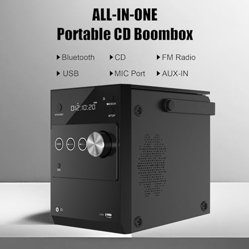 Image of LONPOO Portable CD Player Boombox 20W Stereo System with Remote Control