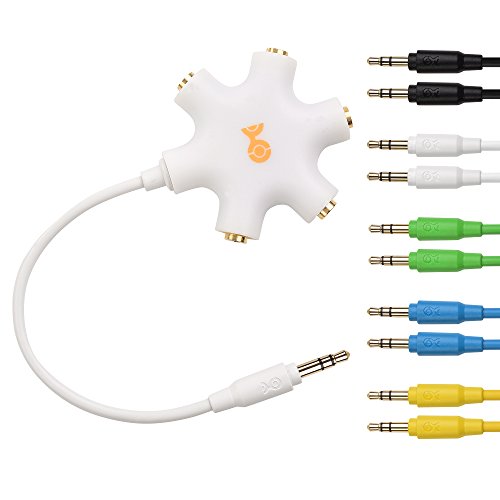 Cable Matters White 5-Way Headphone Splitter with 5-Pack Audio Cables