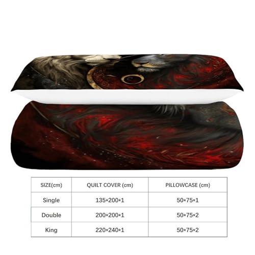 Parure de couette lion microfibre anti-plis lit simple 2 taies
