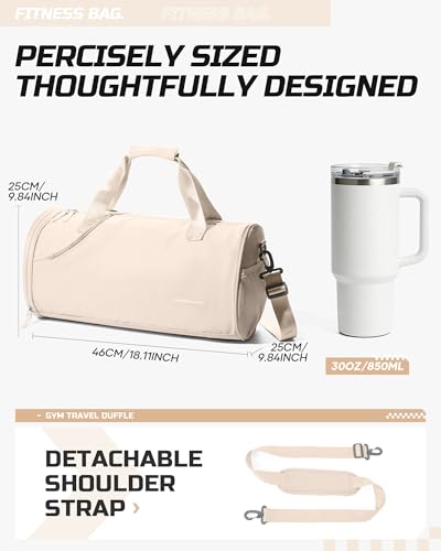 Image of Gym Bag for Women Mens with Wet & Shoe Compartment,Small Duffle Bag for Travel Sport Gym Tote Bags Workout Bag Overnight Weekender Bag Carry on Travel Bag White