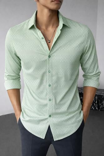 Image of Men's Casual Button Down Shirts Long Sleeve Linen Shirt Fashion Textured Beach Summer Shirts| Men Stylish Shirt | Men Fancy