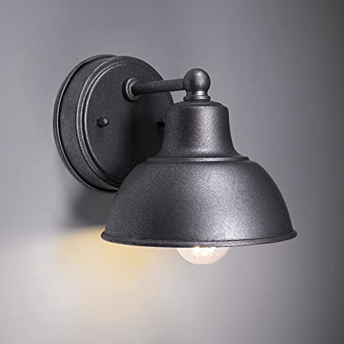 Coramdeo Oakhouse Indoor Or Outdoor 6” Barn Light, E26 Socket, Farmhouse Wall Fixture For Porch, Patio, Hallway, Bedroom Or Bathroom In Galvanized Finish & White Reflective Interior, Wet Location #TOP4