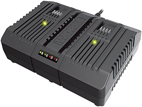 WORX WA3883 podwójna ładowarka  równoczesne ładowanie 2 akumulatorów WORX 20 V  prąd ładowania 4 A  2 tryby ładowania  do wszystkich PowerShare