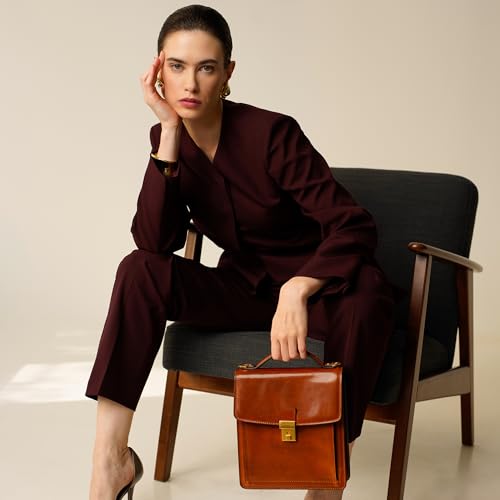 Time Resistance Small Leather Briefcase for Men - Crossbody Bag - Italian Leather Messenger Bag - Gift Box Included2