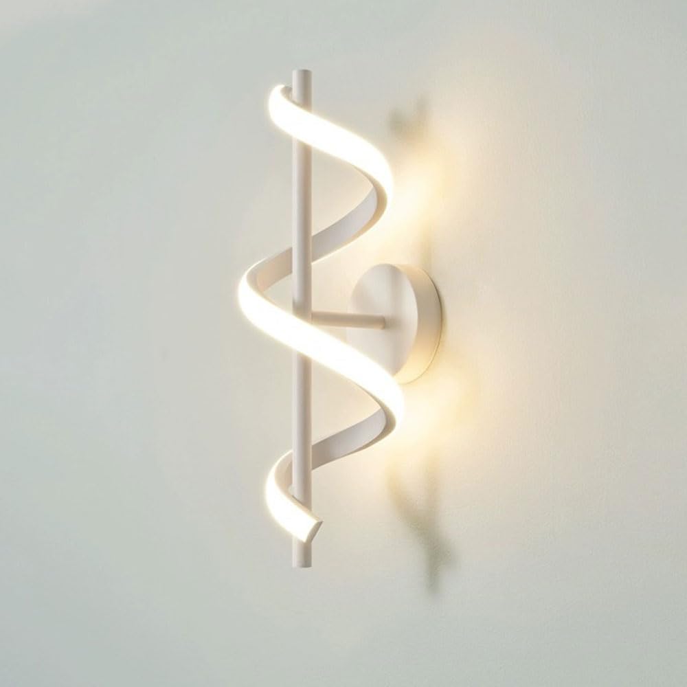 HYJAUSXB LED Wall Sconce Lighting, 12W Spiral Design Indoor Light for Bedroom, Living Room, Office, Restaurant, and Hallway - Aluminum Mounted Lamp