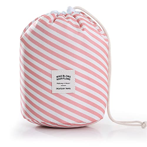 INVODA Cosmetic Bag Travel Toiletry Bag for Women Drawstring Makeup Organizer Portable Multifunctional Waterproof Make Up Barrel Bag