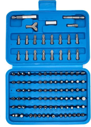 Image of NEIKO 10082A Security Bit Set and Ratcheting Screwdriver | 101 Piece Set | Chrome Vanadium Steel | Screwdriver Bit Set Phillips, Tamperproof Torx Bits, & Flat | 1 /4 inch Hex Shank Magnetic Bit Holder