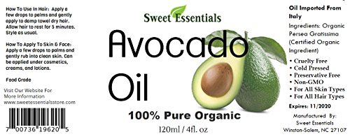 Organic Cold-Pressed, Avocado Oil - 4Oz - Imported, 100% Pure, Non-Gmo, Golden In Color #TOP3