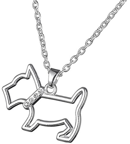Lemegeton Animal Joyería Forma de Perro Escocés Hueca Colgante de Cristal Collar para Perro Persona Regalo