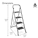 VonHaus Steel 4 Step Ladder Folding Portable Stool with 330lbs Capacity and Anti-Slip Feet - Lightweight and Sturdy