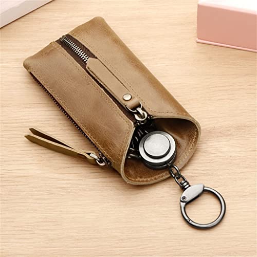 Étui à clés en cuir véritable vintage zippé et cousu main pour ranger ses clés