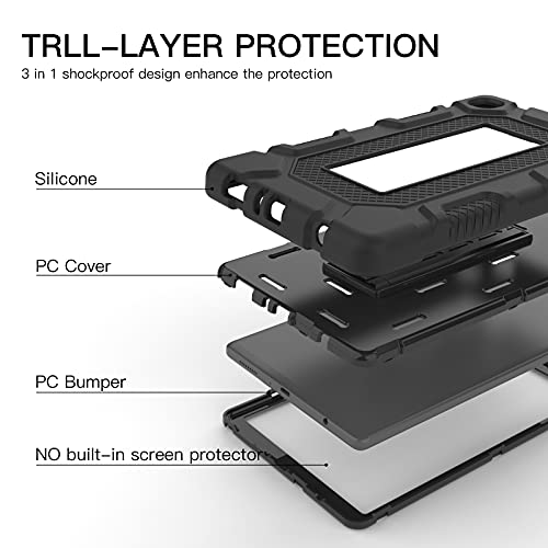 Rantice Samsung Galaxy Tab A7 Lite Case For Kids 8.7 Inch 2021, Samsung A7 Lite Case With Kickstand, Shockproof Rugged Samsung Tablet A7 Lite Case For Galaxy Tab A7 Lite (Sm-T220/T225), Black #TOP6